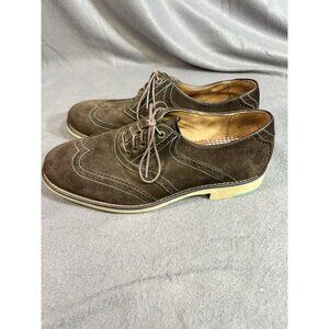 Johnston Murphy Mens Flex System Sheepskin Insole Brown Blue Stitching Sz 8 1/2M